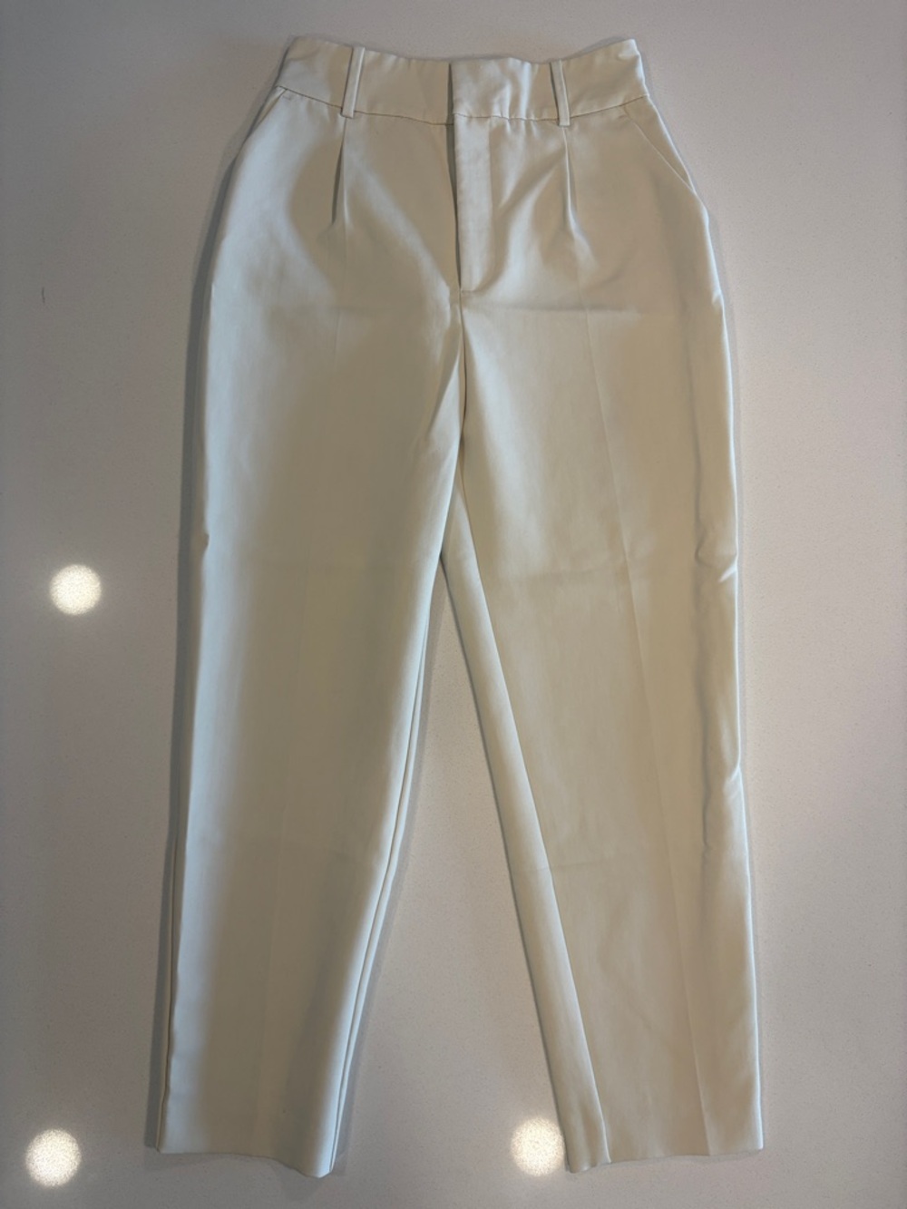 Zara Cream Straight-Fit Pleated Pants